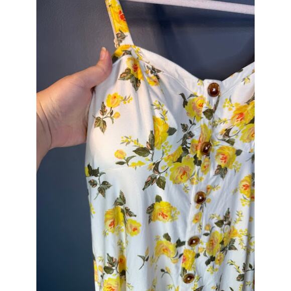 NoBo Dress Women's Size LG Floral White Yellow Button Sundress Vacation Short - Picture 3 of 6